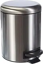 Amazon Basics round pedal trash bin, Stainless Steel, 5L