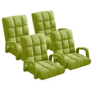 4X Foldable Lounge Cushion Adjustable Floor Lazy Recliner Chair with Armrest Yellow Green
