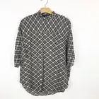 Zara Flowy Plaid Print Top with High Collar Women XS