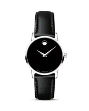 Movado Museum Classic Black Leather Strap Watch, 28mm