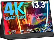 4K Portable Monitor 13.3" 3840 x 2160 UHD USB-C HDMI Laptop Monitor, 100% sRGB IPS Computer Gaming Display HDR Travel Monitor w/Speakers for Laptop Xbox PS5 Switch PC Phone