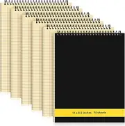 Resurhang 6 Pcs Legal Pad Top Spiral Bound Notebook 11 x 8.5 Inches Wirebound Notepad Double Sided Ruled Memo Office Steno Book with Stiff Back Durable Cover for Business, 70 Sheets(Yellow)
