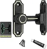 Barn Luminous Door Locks and Latches Hardware,90 Degree Heavy Duty Gate Latch Barn Sliding Door Lock Safety Flip Door Bolt Latch Lock for Barn, Garden, Bathroom, Cabinet, Window, Sliding Door (Black)