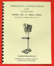 POWERMATIC 1100 15" Drill Press Owners Operator Parts Manual 0510