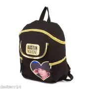 Austin Mahone Girl's Black & Gold Canvas Backpack Bookbag Heart Photo AM Mahomie