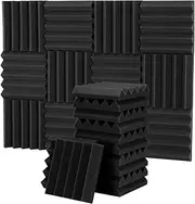 TAVICE 48 Sound Proof Foam Panels Pack Acoustic Foam,25 X 25 X 5 cm Wedges Acoustic Panels,Sound Absorbing Panels for Studio/Office/Home Sound Proof Panels for Walls (5cm)