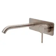 200mm Outlet Fienza Kaya Brushed Nickel Solid Brass Rectangle Plate Basin/Bath Wall Mixer Dress Kit