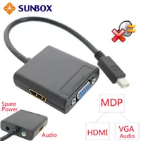 在飛比找PChome24h購物優惠-miniDP 轉 HDMI+VGA+ADUIO 影音轉換分配