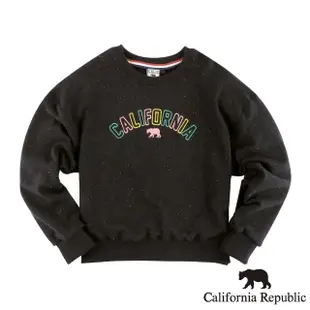 【California Republic】繽紛鏤空繡花logo熊落肩大學TEE(女版)