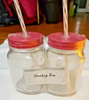 16 OZ Mason Jars with Lids and Straws, Glass Mugs W/ Handle (Each Set is 2 mugs)