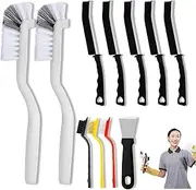 11PCS Hard Bristle Crevice Cleaning Brush Set,Scrub Brush Toliet Cleaner, Multifunctional Grout Brush Set Clean Tools for Groove Corner,Home Essentials,Kitchen, Bathroom, Shutter Door Window & More