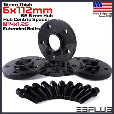 [4] 15mm Thick BMW G-Body 5x112 C.B 66.6 Wheel Spacer Kit 14x1.25 Bolts Included (for: BMW)