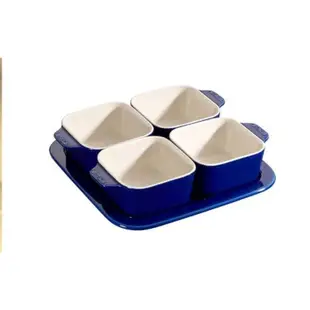 【法國Staub】方形陶缽烤盤4+1件組