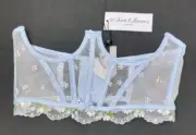 Victorias Secret For Love And Lemons Charlie Corset Top Blue Gingham Sz M NEW