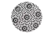 7 Inch Dessert Paper Plates Mosaic Floral Print Black & White 20 Count