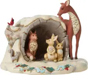 Jim Shore Heartwood Creek Christmas Winter Wonderland Animals in Hollow Log