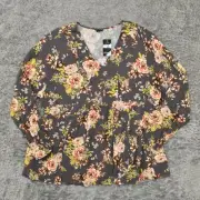 NEW Torrid Women's Size 3 Blouse Top Long Sleeve Multicolor Floral Rayon V-Neck