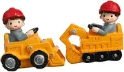 HONMEET 2Pcs Engineering Car Cake Decorations Cute Bulldozer Excavator Ornaments for Birthday Party Unique Cake Craft for Table Decor and