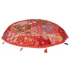Ethnic Floor Cushion Seating Vintage Patchwork Pillow Cover Red Giant 40x40 I...