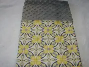 Yellow Grey & White Abstract Design Grey Minkee Reversible Baby Blanket Handmade