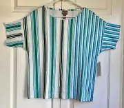 Chico's NWT Size 2 $55 Stripe Balance East West Drop-Shoulder Tee Top Waterloo
