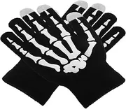 [Outanaya] 2pcs Skull Touchscreen Gloves for Biking Driving Outdoor Sports Stylish Slip Design Full Fingered Comfort for Halloween Cosplay Daily Wear