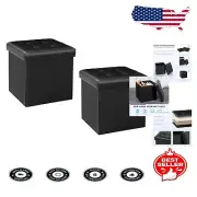 Elegant 12.6" Faux Leather Cube Ottoman - Stylish Storage for Modern Living