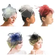Exquisite French Fascinator Pillbox Hat with Veil for Cocktail Tea Party