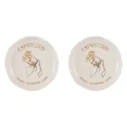 2x Splosh Mystique Trinket Dish Capricorn/Ceramic Zodiac Plate Round White 10cm