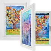 2 Pack Kids Artwork Picture Frame - Front Opening A4 Children Art Projects Display Frame - Hold up to 150 Artworks for Crafts Drawing (White)