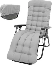 PoDhey Lounge Chair Cushions Thick Soft Patio Chaise Lounger Cushion with Head Cover Indoor/Outdoor Zero Gravity Chair Cushion Non-Slip 170x50cm(67x19inch) (Gray)