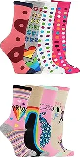 [Hot Sox] Hotsox Women's Rainbow Pride Bundle 8 Pack, Multi-Colored, Women's 4-10, Multi