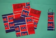 *COASTERS SET and/or KEYCHAIN ring University of MISSISSIPPI Ole MIss Rebels