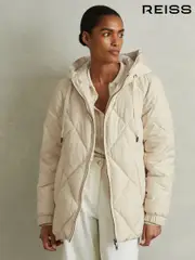 Reiss Cream Thea Quilted Puffer Coat (E52526) | $565