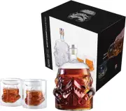 Whiskey Decanter Set With 2 Glasses, Transparent Creative Flask Carefe, Whisk...