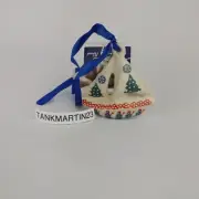 BOLESLAWIEC POLISH POTTERY TREE ORNAMENT CHRISTMAS SAILBOAT SNOWMEN BEACH