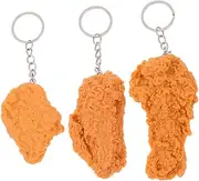[ANDRESLAD] 3pcs Chicken Keychain Charms Mini Chicken Wing Leg Keyring Diy Bag Pendants Realistic Toy