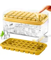 Ice Cube Tray with Lid and Bin, 64 Pcs Ice Trays for Freezer, Ice Cube 2 Trays..