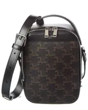 CELINE Triomphe Canvas & Leather Vertical Messenger Box Bag