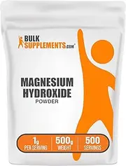 BulkSupplements.com Magnesium Hydroxide Powder - Food Grade Magnesium Hydroxide, Mineral Supplement - Gluten Free, 1g per Serving, 500g (1.1 lbs) (Pack of 1)