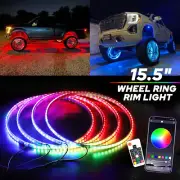 4x 15.5" LED Wheel Rim Ring Lights Bluetooth RGB Signal Turn Running Lamp IP68