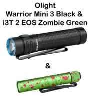 Olight Warrior Mini 3 1750 Lumens Fashlight & I3T 2 EOS Zombie Green Flashlight
