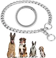 AUAUY Chain Dog Collar, Stainless Steel Dog Necklace, Adjustable Dog Collar with Connection Clasp, Dog Chain for Dog Training, Flat P Chain Collar for Dogs (L: 55 cm, Diameter 3.0 mm)