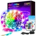100ft LED Strip Lights (2 Rolls x 50ft), Bluetooth+IR RGB Color Changing LED ...