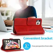 iPhone 14 /13 /12 /11 Plus Pro Max Case, Detachable Magnetic Leather Wallet TPU Case, Red - iPhone 12 Pro