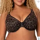 Curvy Couture Sheer Mesh Push Up Print 38 DD Plunge Underwire T-Shirt Bra NWT