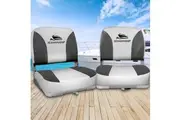 Seamanship 2X Folding Boat Seats Marine Swivel Low Back 13cm Padding Charcoal