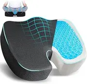 Pressure Relief Seat Cushion, Cooling Gel Memory Foam Car Seat Cushion, Office Chair Pillow for Sciatica Pain & Pressure Relief, Tailbone Pain Relief Cushion, Desk Chair Cushions for Long Sitting