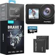 AKASO Brave 7 Action Camera 4K60FPS 20MP with 256GB U3 MicroSDXC Memory Card, Waterproof Camera with Touch Screen IPX8 33FT EIS 2.0 Upgraded Version