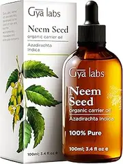 Gya Labs Neem Oil for Skin - Cold Pressed Unrefined Natural Neem Carrier Oil for Hair, Nails, Body Lotions, Spray & Shampoo - Soothing & Nourishing (100ml)